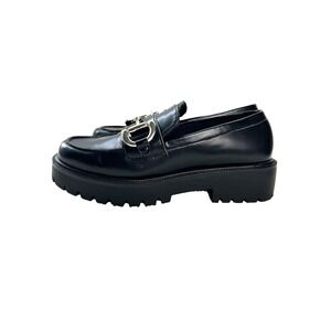 New H&M Y2K Chunky women's size 6 Black faux Leather Platform Loafers‎ shoes